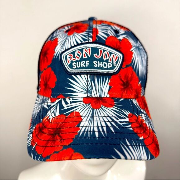Ron Jon Surf Shop Red Hibiscus Tropical Floral Unisex Mesh SnapBack Cap - Picture 2 of 12